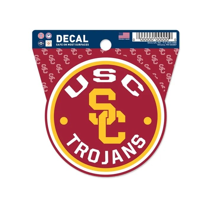 USC Trojans Round Clean Cut Decal 3x4"
