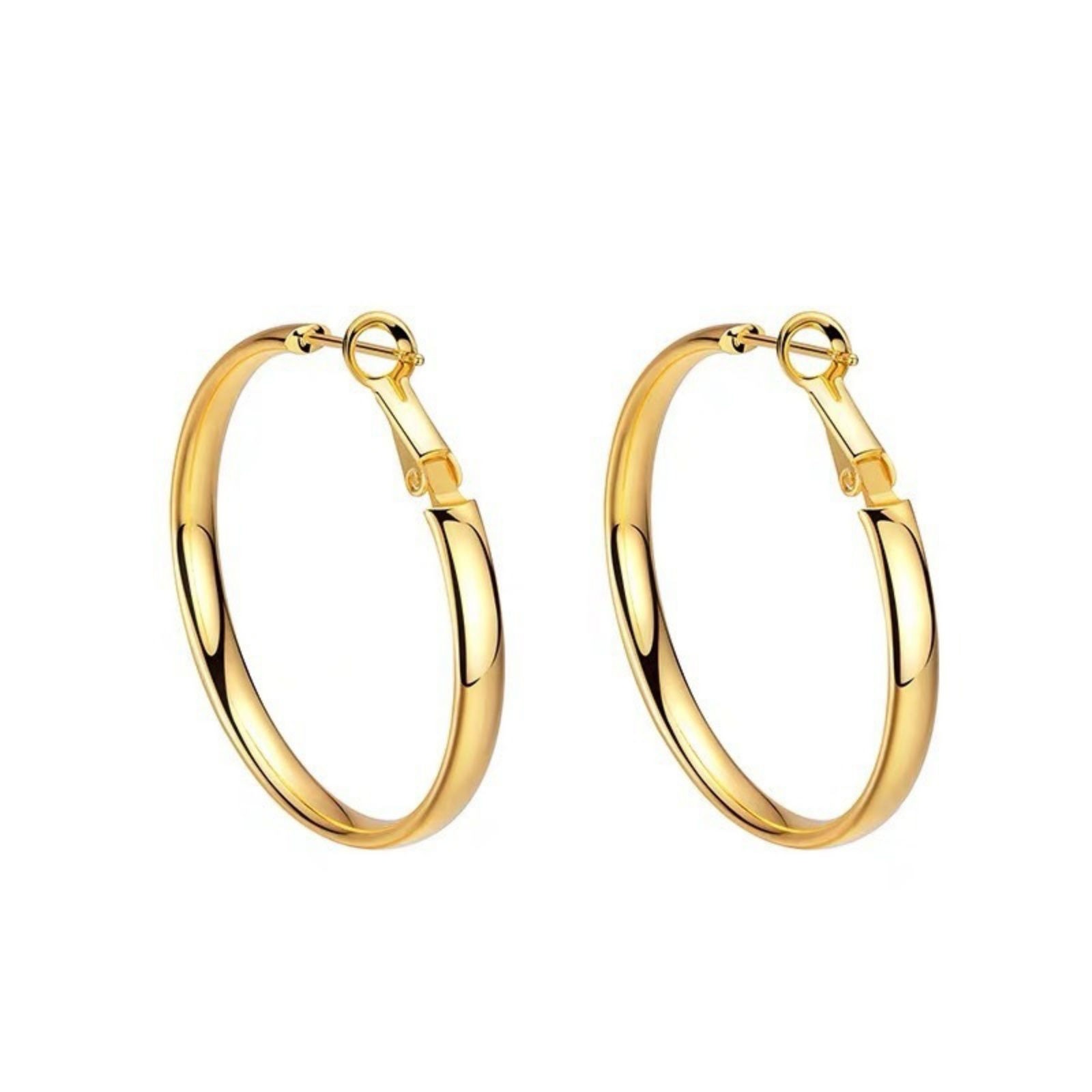 18K Gold Plated 316 Stainless Steel Classic Round Hoop Earrings