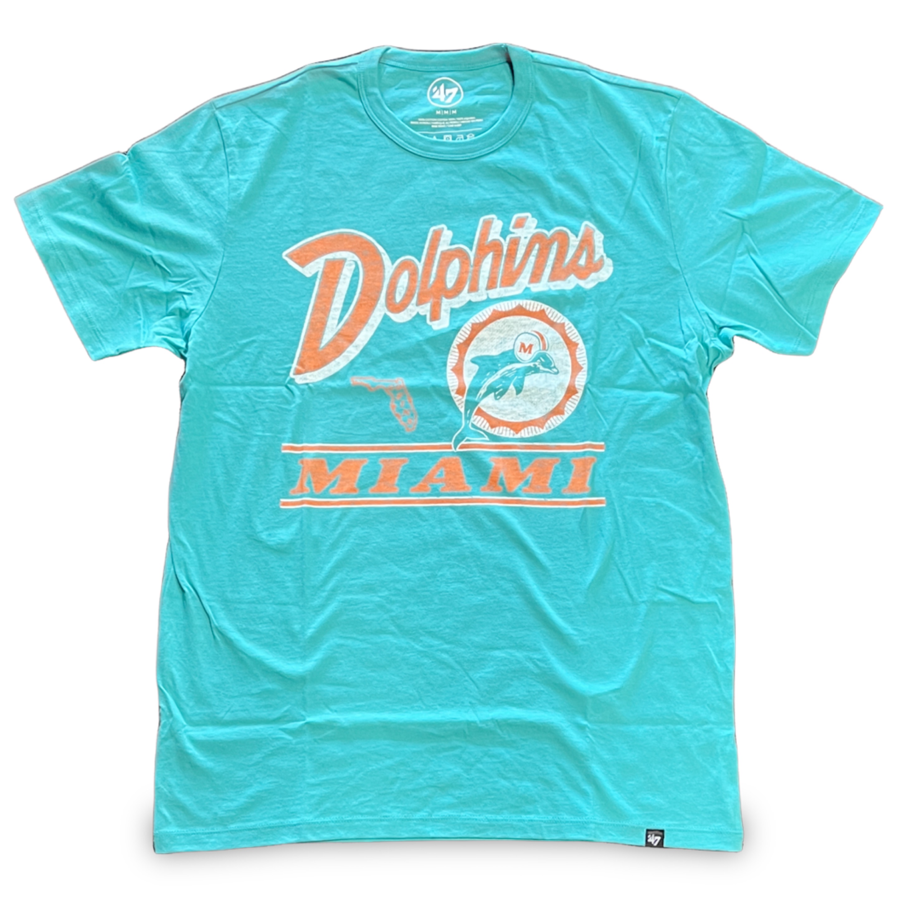 Miami Dolphins Historic Oceanic Teal Fly By '47Brand Franklin Shirt