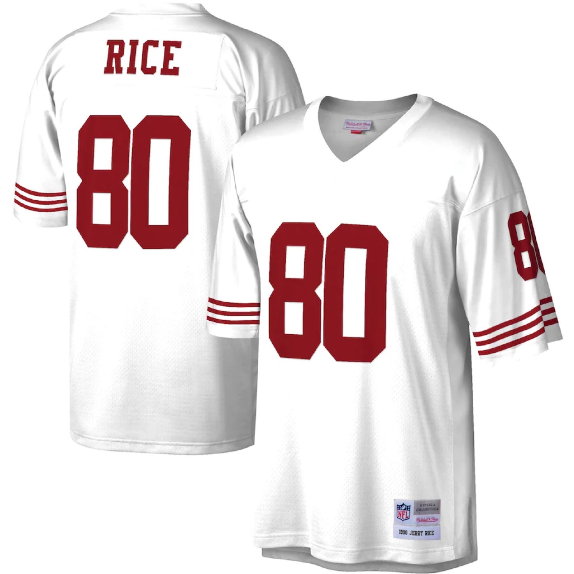 San Francisco 49ers 1990 Jerry Rice #80 White Mitchell and Ness Jersey