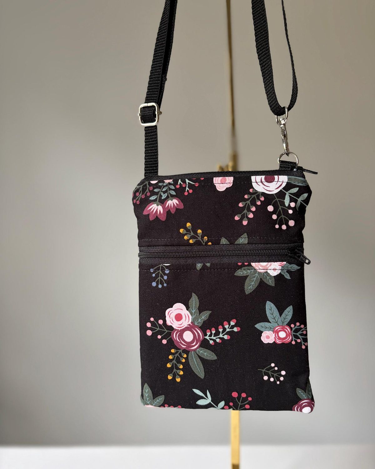 Small Crossbody Bag – Sweet Floral on Black, photo 3 of 6