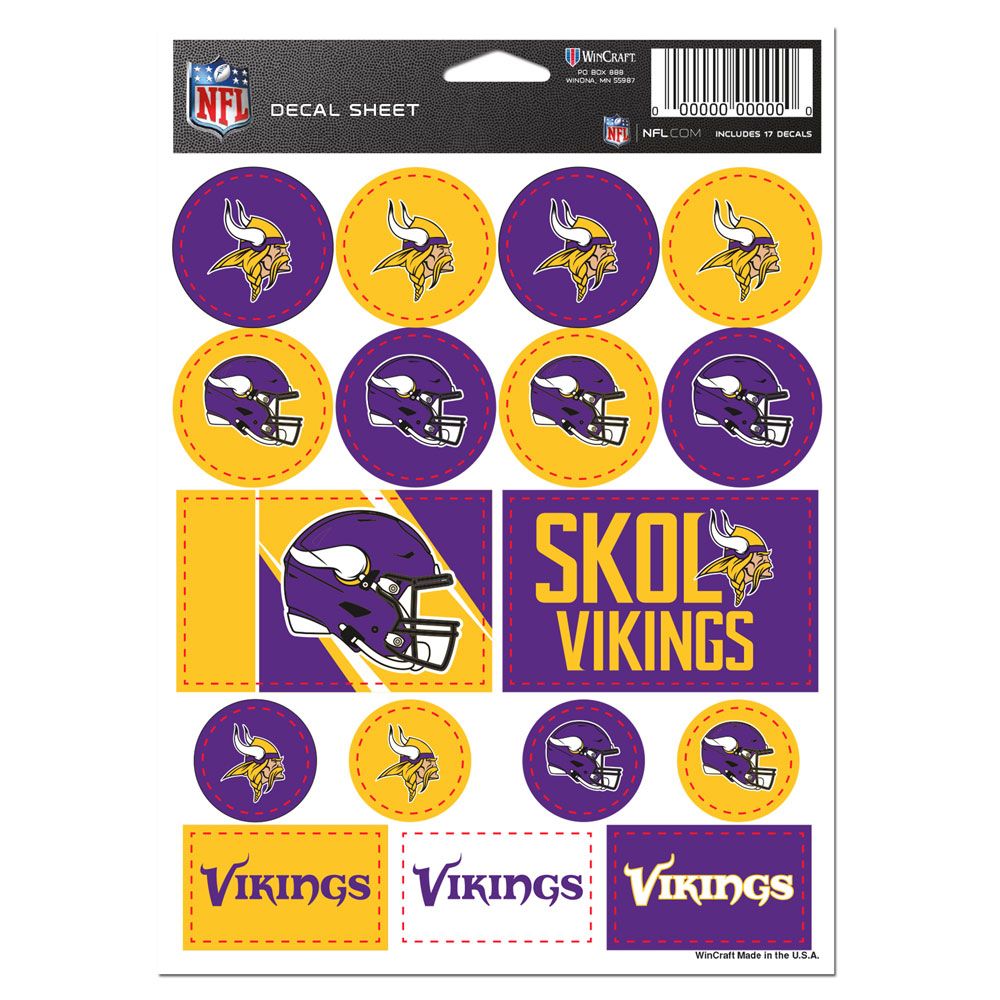 Minnesota Vikings Vinyl Decal Sheet 5x7"