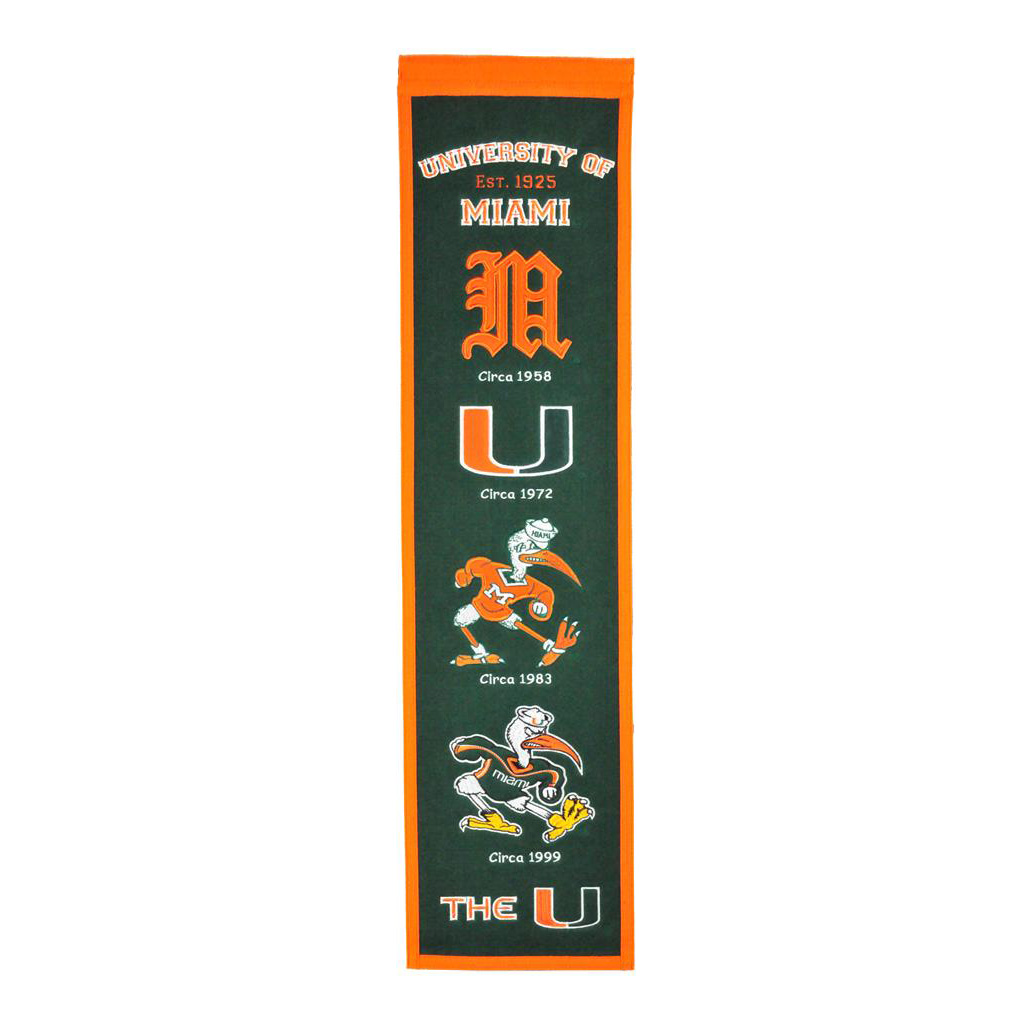 Miami Hurricanes Wool Evolution Banner 8x32"