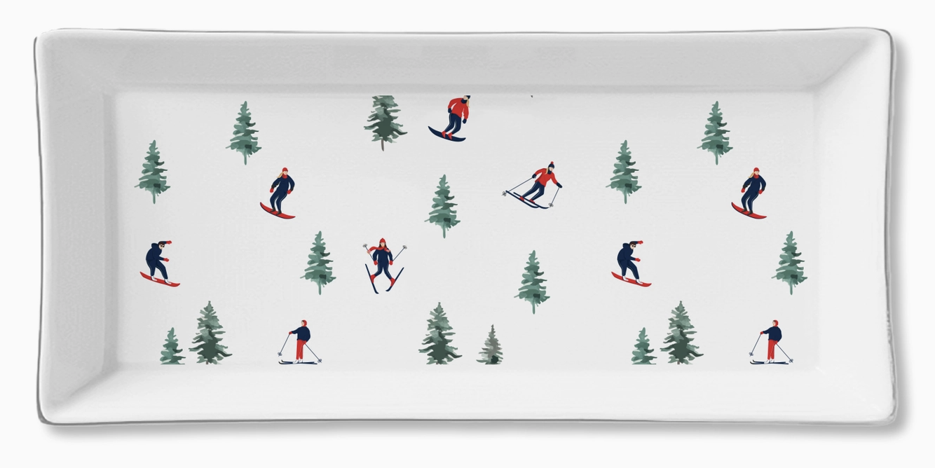 Skiers Ceramic Serving Tray