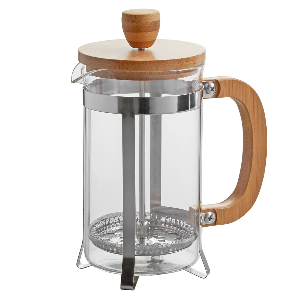 Choice 20 oz. Glass / Wood French Coffee Press