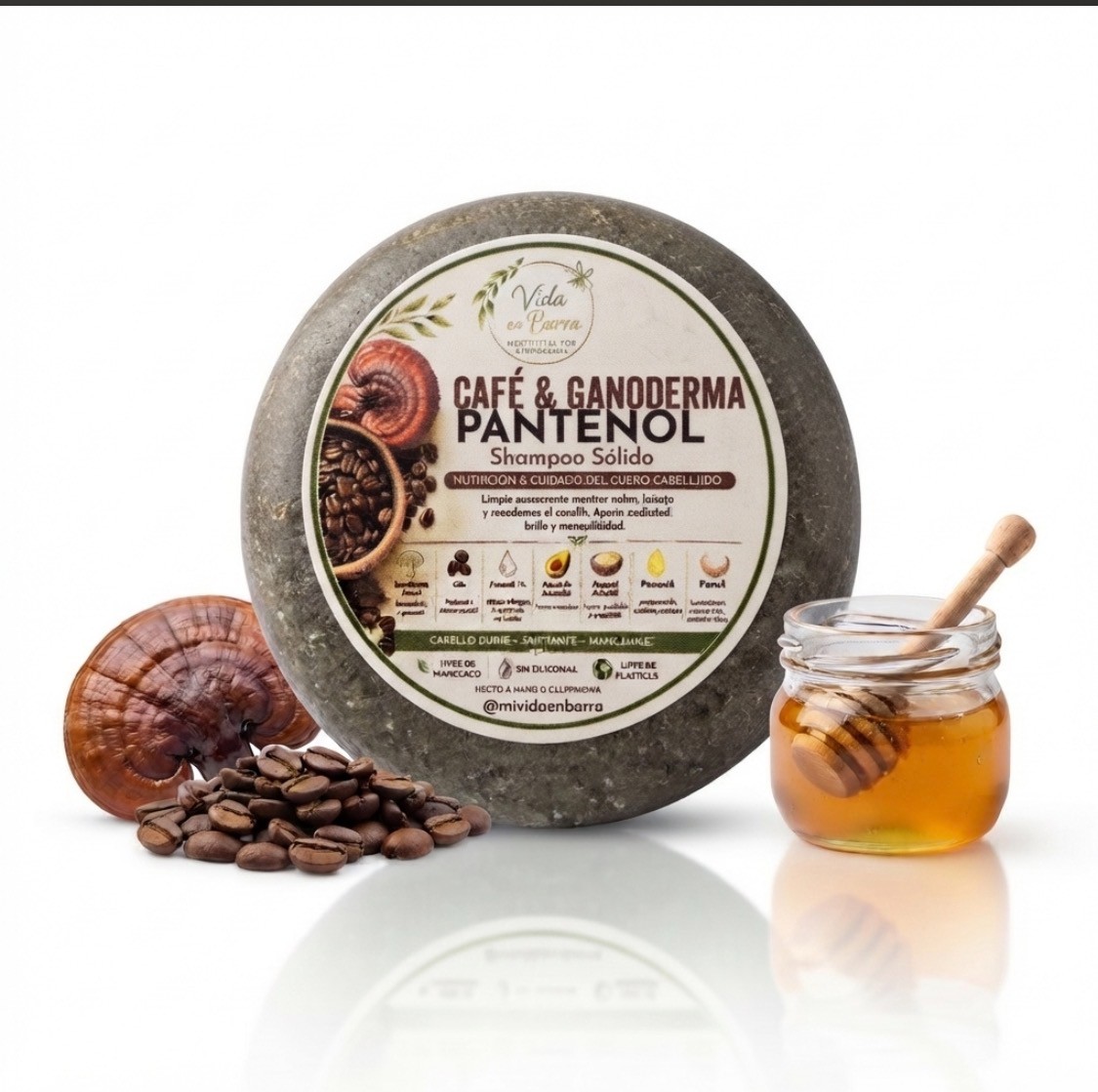 Shampoo Ganoderma ,pantenol ,cafe y miel del desierto