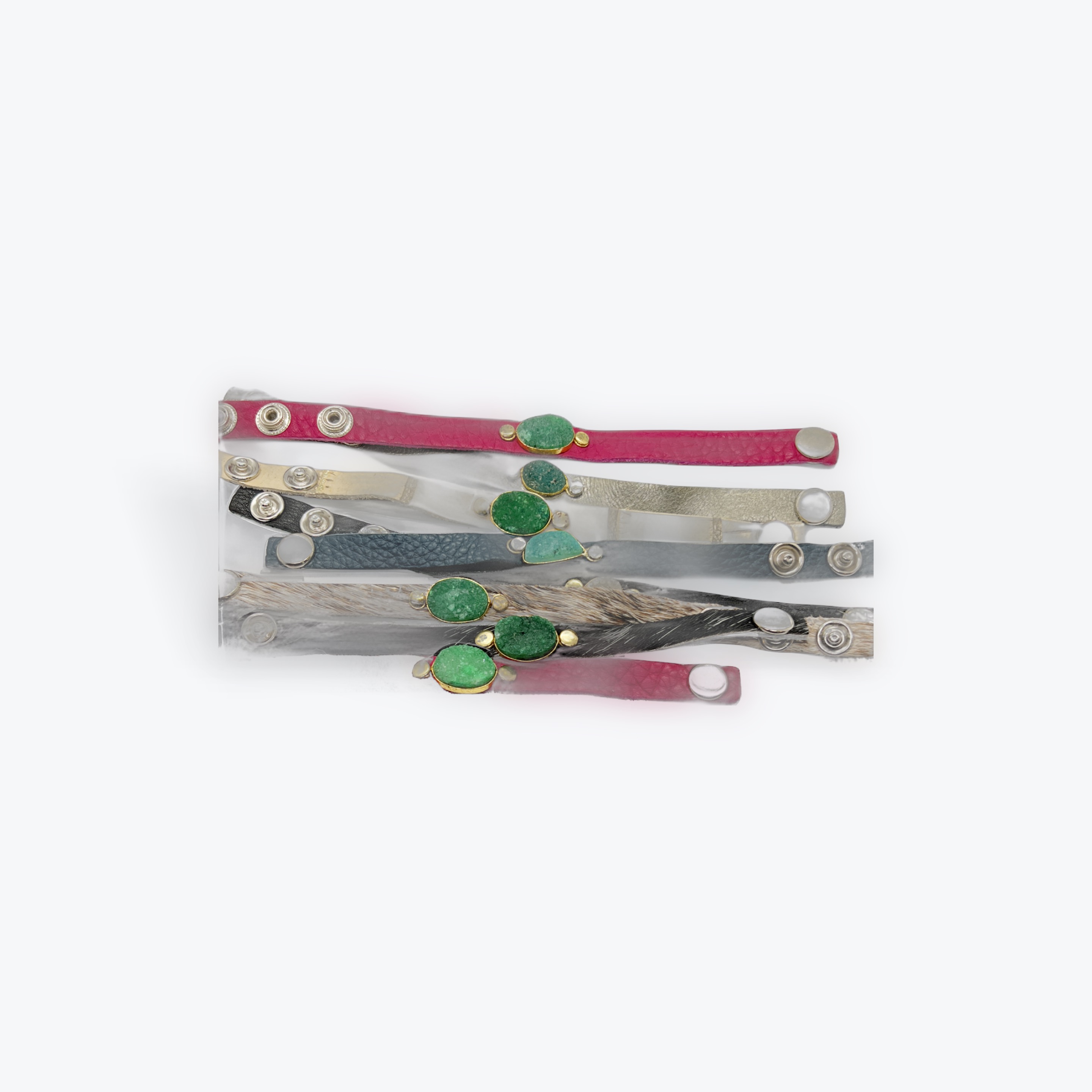 .5" Leather Bracelet w/Stone