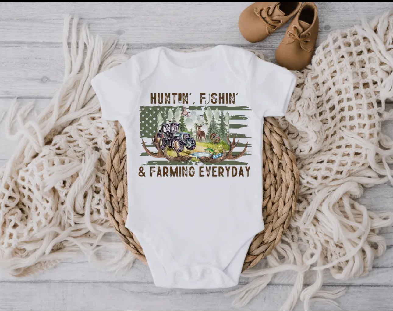 Hunting, Fishing, Farming Everyday Onesie