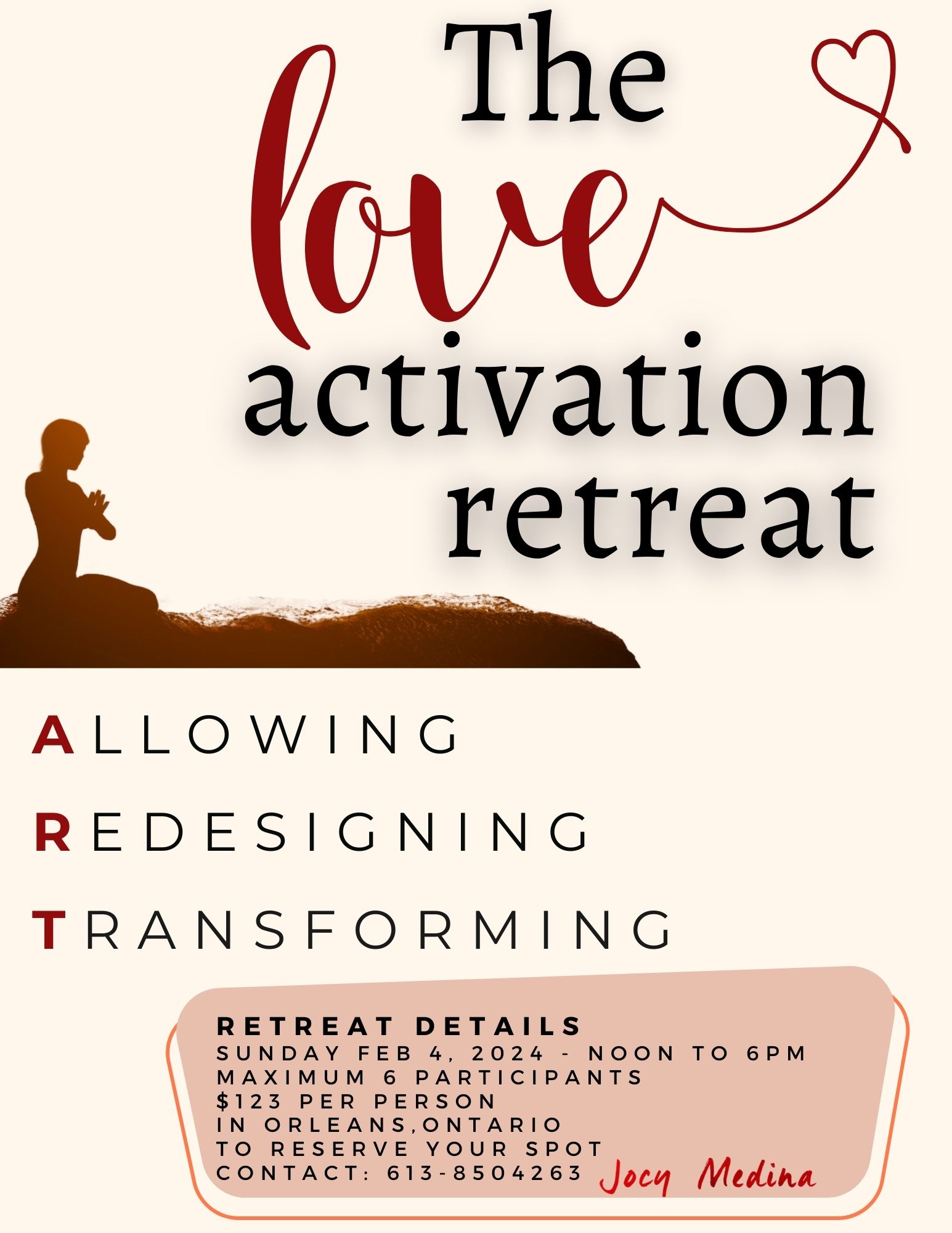 Reserve your spot in the RETREAT - 6 hours event with Jocy Medina