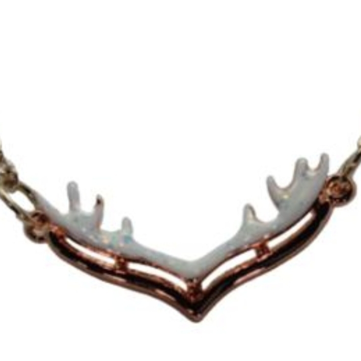 Antler Rack style 6 Opalite rose gold necklace