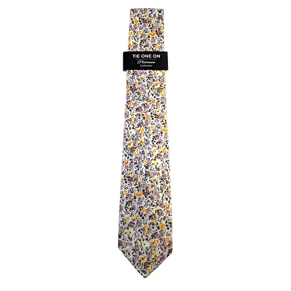 150 X 7 Cm Cream Yellow Taupe Floral Tie