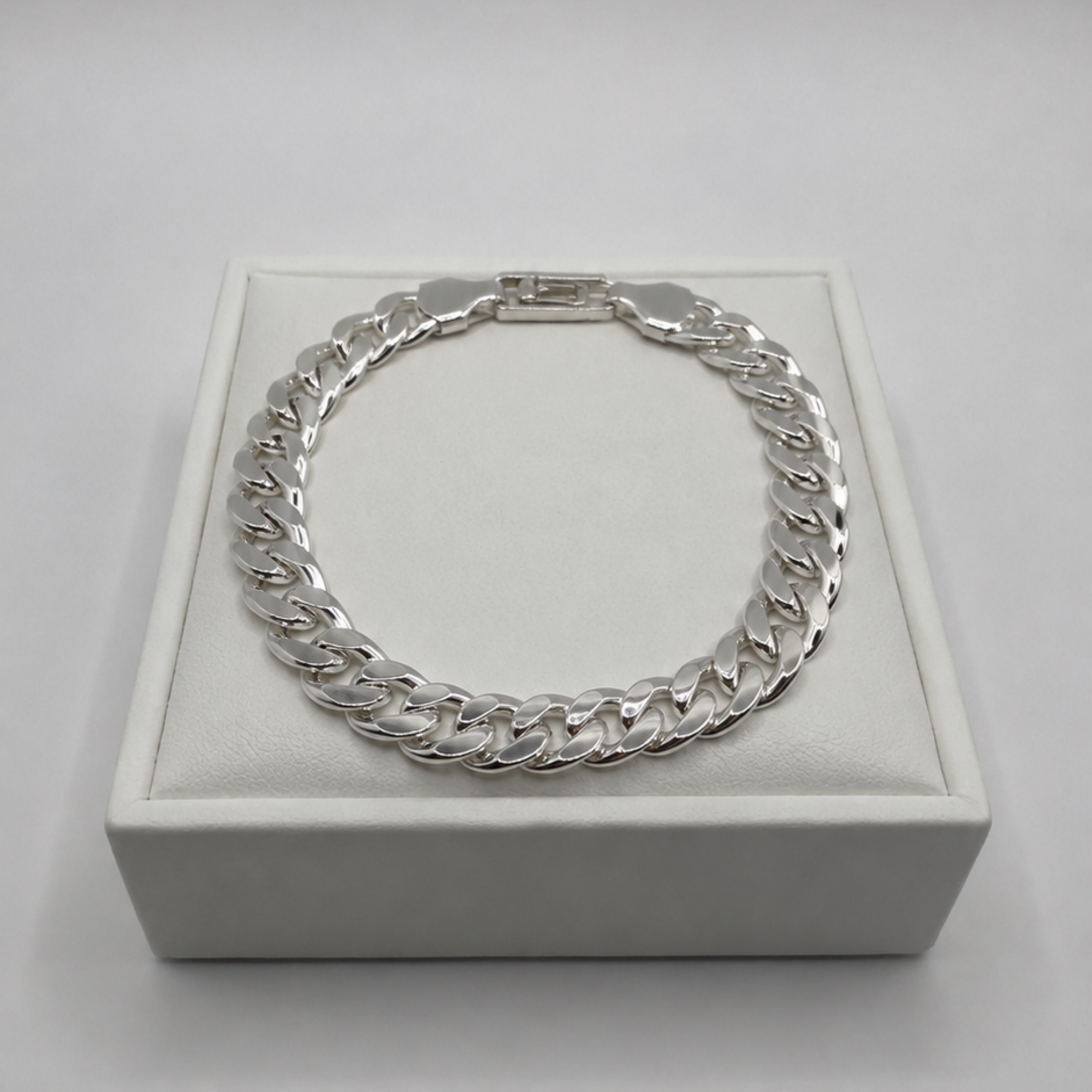 7” Curbed Cuban Silver(925) Bracelet /8mm