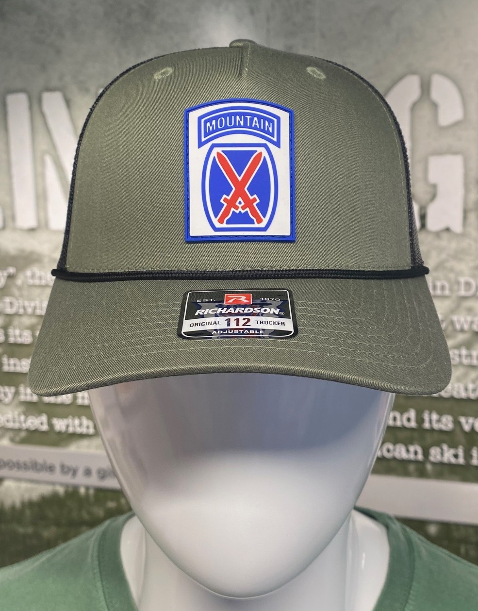 10th Mountain Division Green & Black Trucker Hat