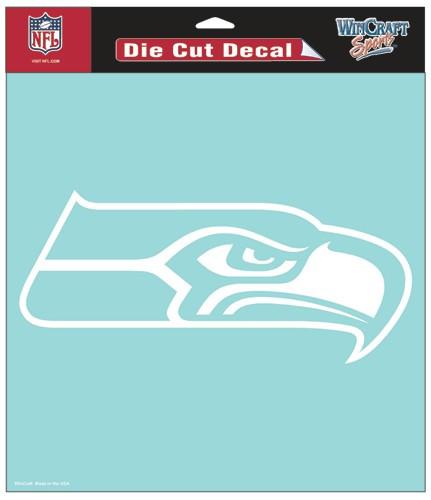 Seattle Seahawks White Perfect Cut Decal 8x8"