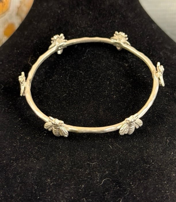 Bee Silver Tone Bangle