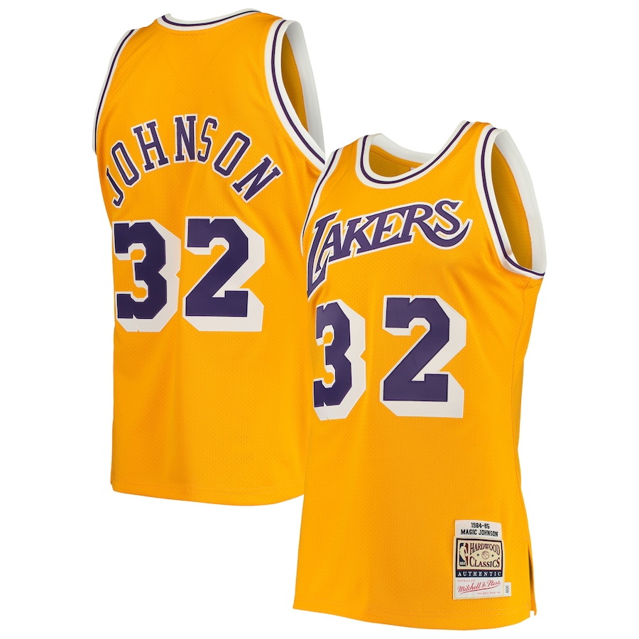 Los Angeles Lakers Magic Johnson 1984-85 Gold Mitchell and Ness Swingman Jersey