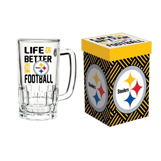 Pittsburgh Steelers Glass Tankard Mug with Box 18oz