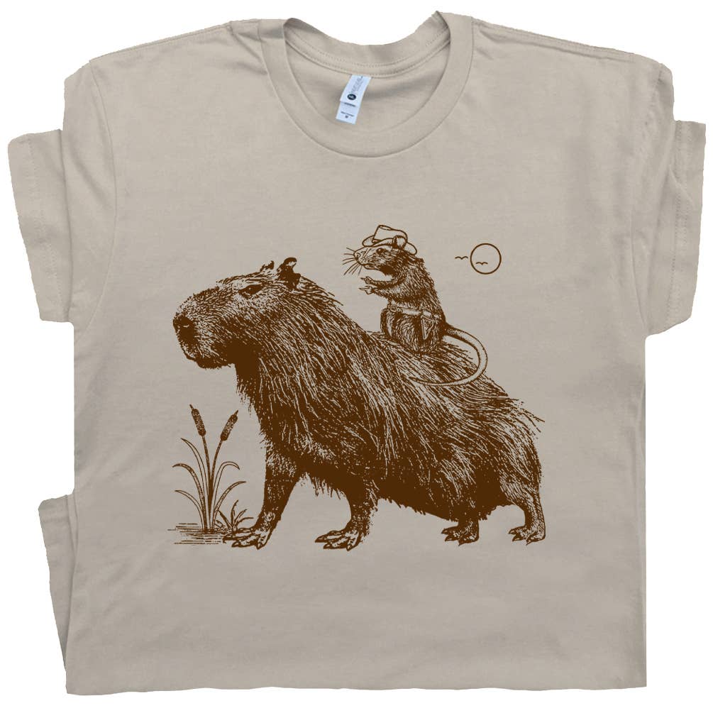 Shirtmandude Co - Capybara Shirt Funny Crazy Animal T Shirts Weird Retro Tee: L