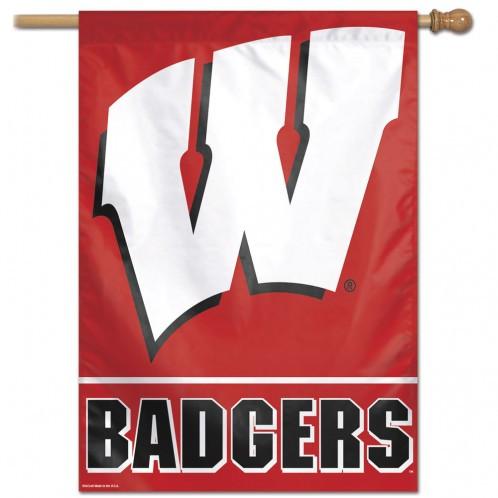 Wisconsin Badgers Wordmark Vertical House Flag 28x40"