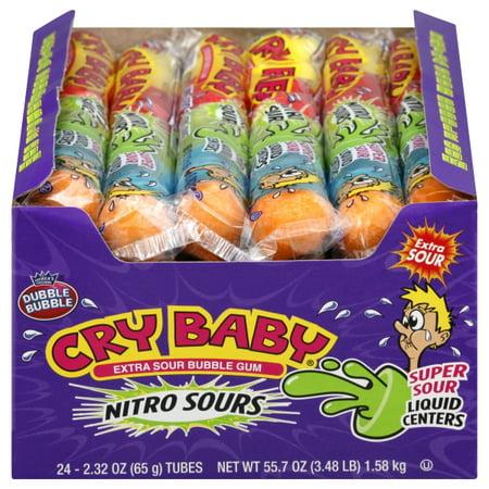 Cry Baby Nitro Sours Extra Sour Bubble Gum 24 Count 2.32 Ounce