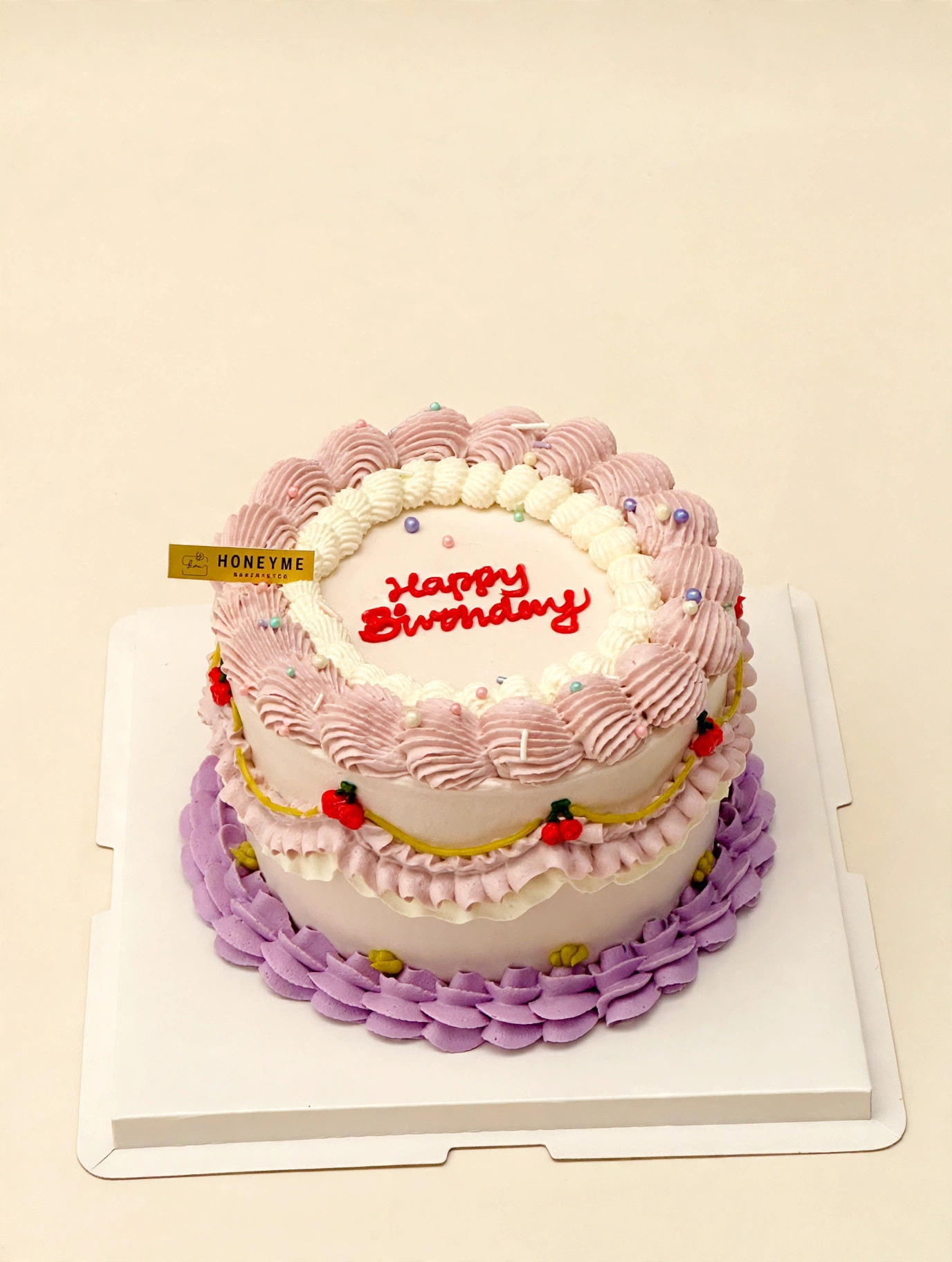 Pastel Cherry Vintage Cake — HoneyMe Bakery, Bellevue
