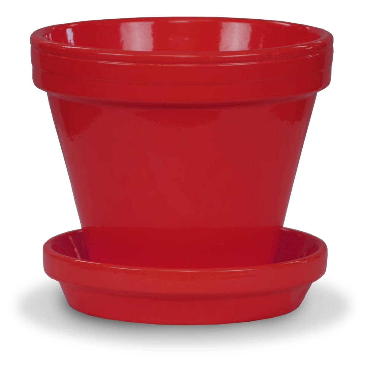 6-6.5" Powder-Coated Terra Cotta Ceramo MEDIUM - Saucer 6" Red