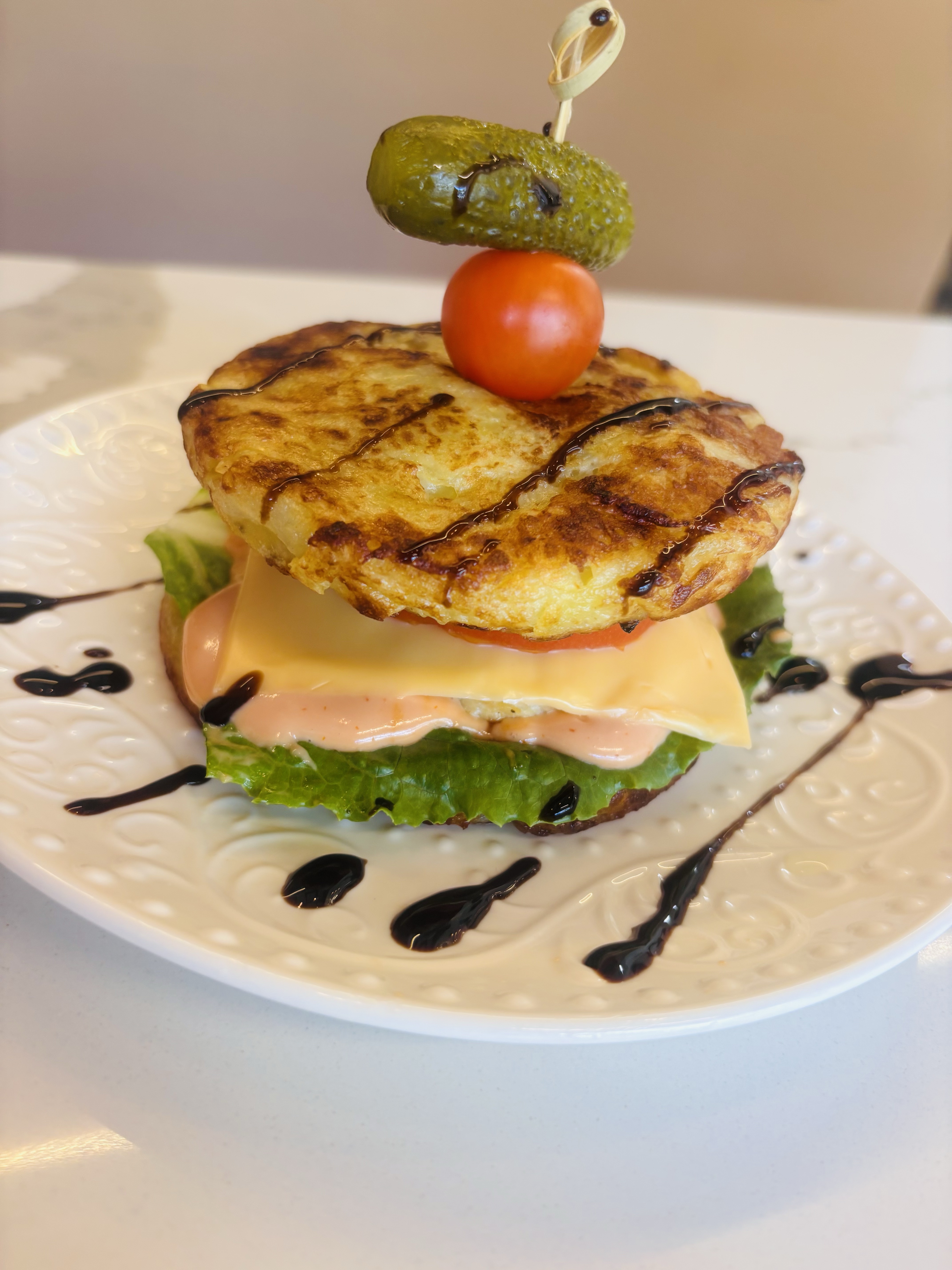 GLUTEN FREE Potato Pancake Chicken Burger