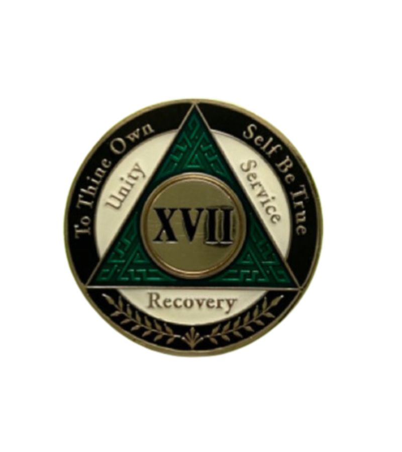 Green Triangle, White, Black and Gold Triplate