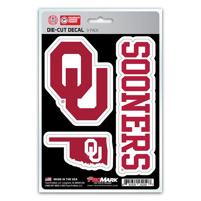 Oklahoma Sooners Die Cut Team Decals 3pk