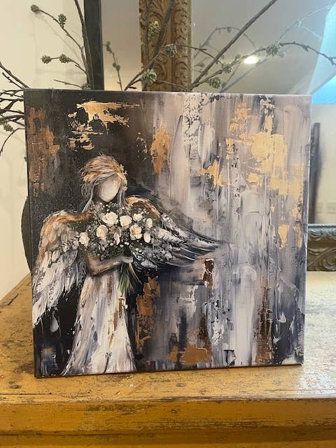 Angel canvas art print, Christian home decor, Wall hanging
