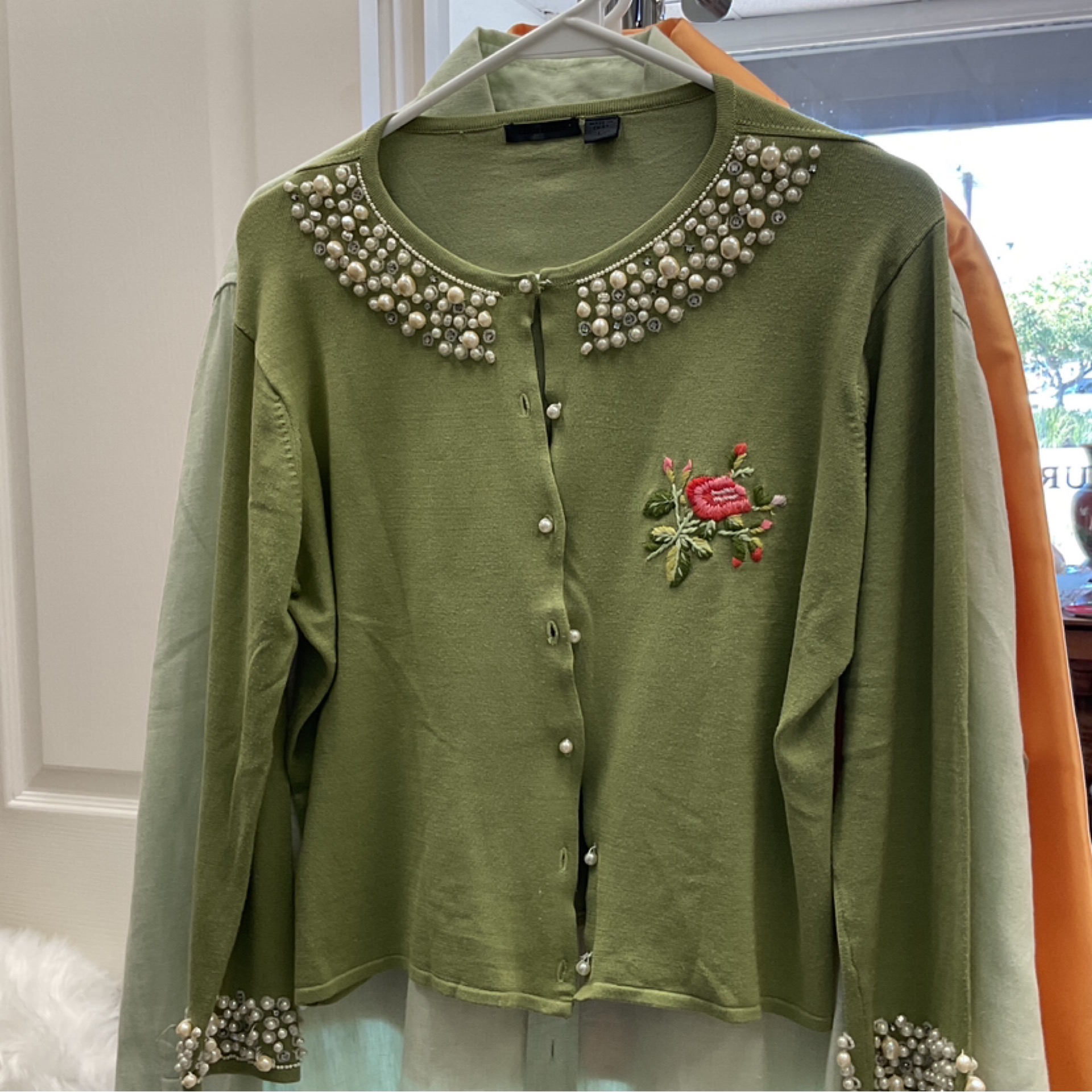 Lance Karesh Green Silk Cardigan (L)