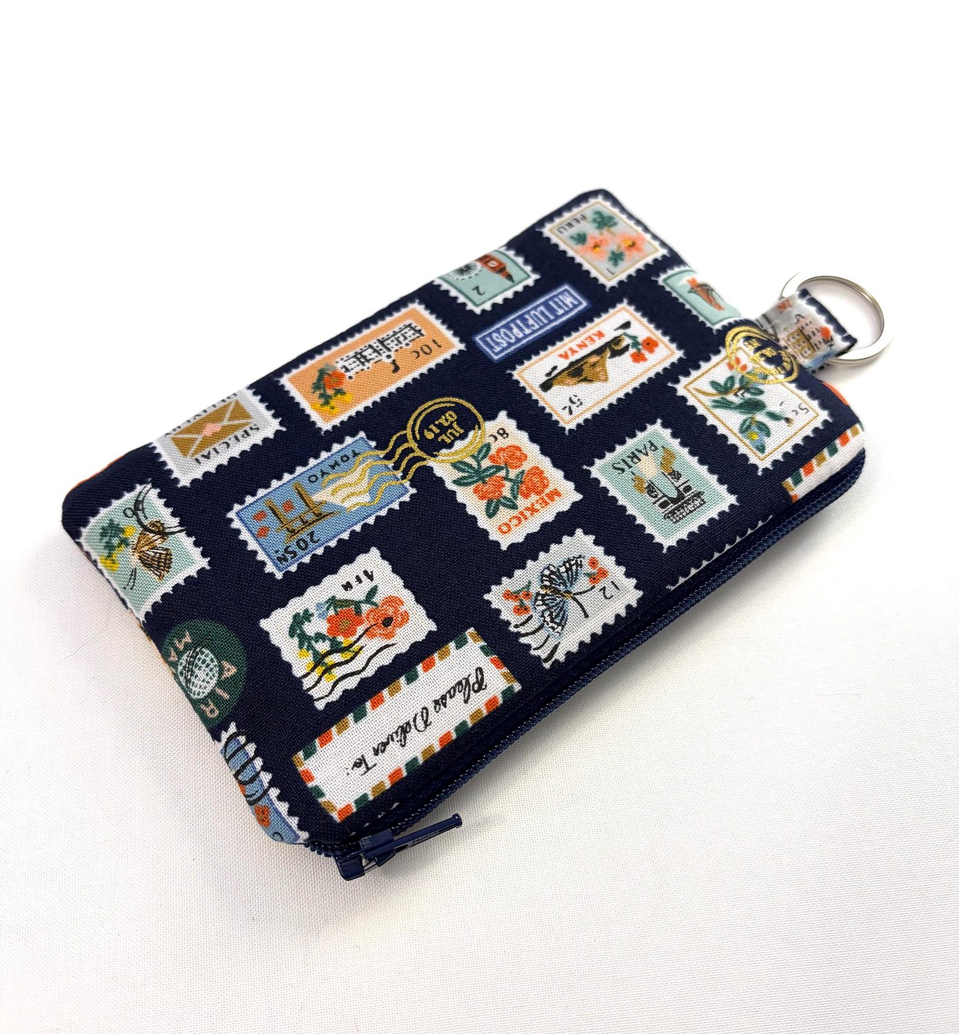 Keychain Pouch – Postage Stamps Navy, photo 4 of 5