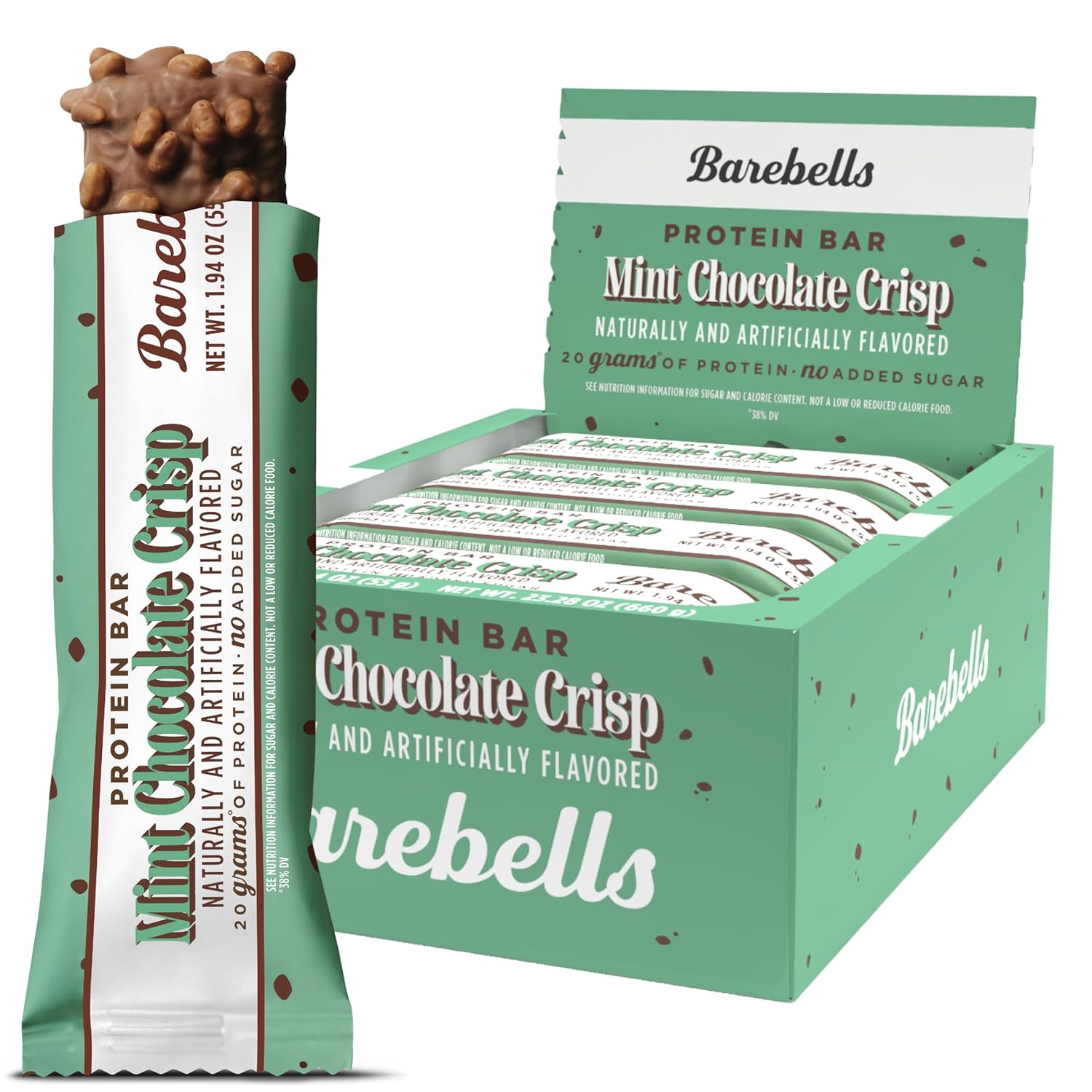 Barebells Protein Bar Mint Chocolate CRISP  1.94 oz 12 ct