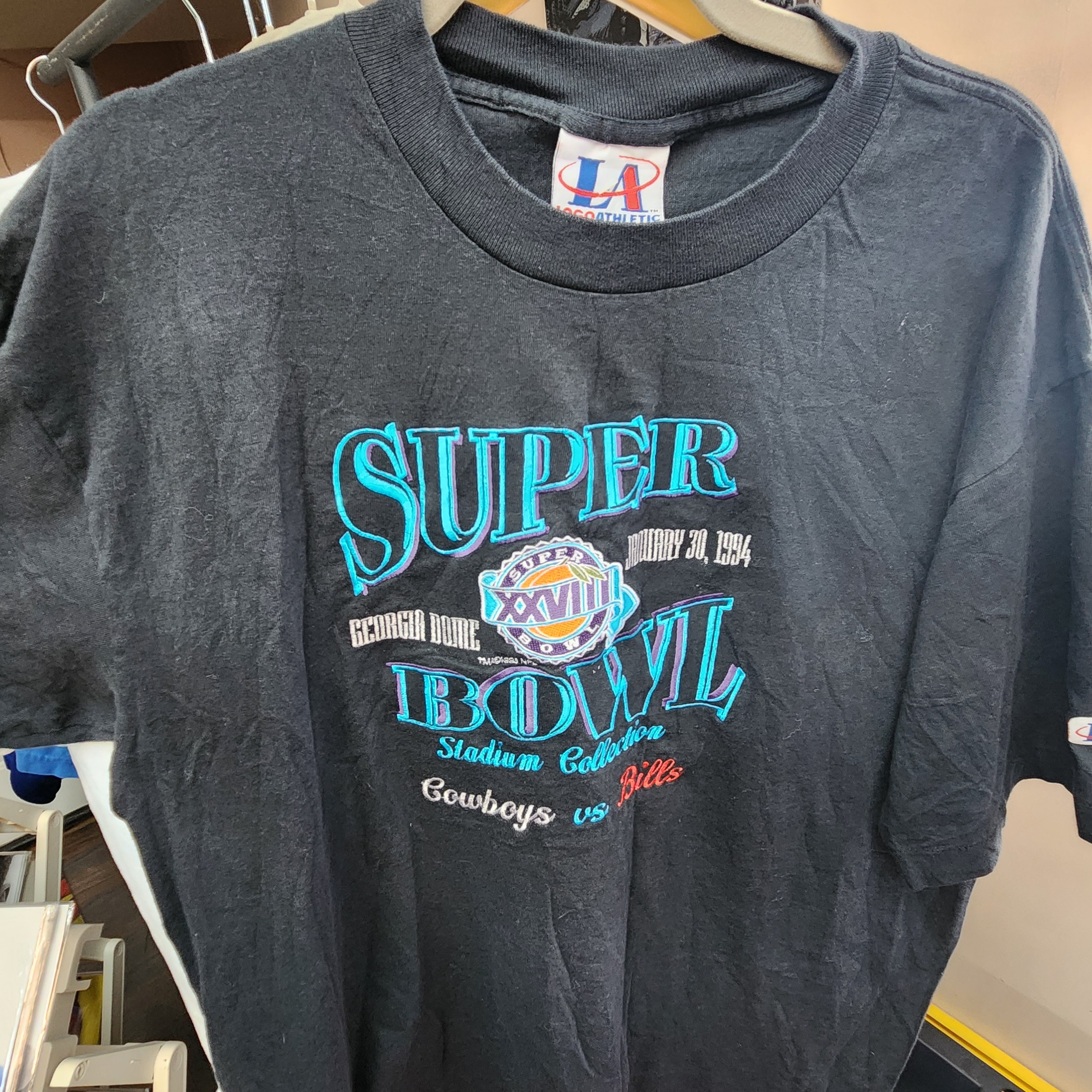 Black Embroidered Super Bowl Tee