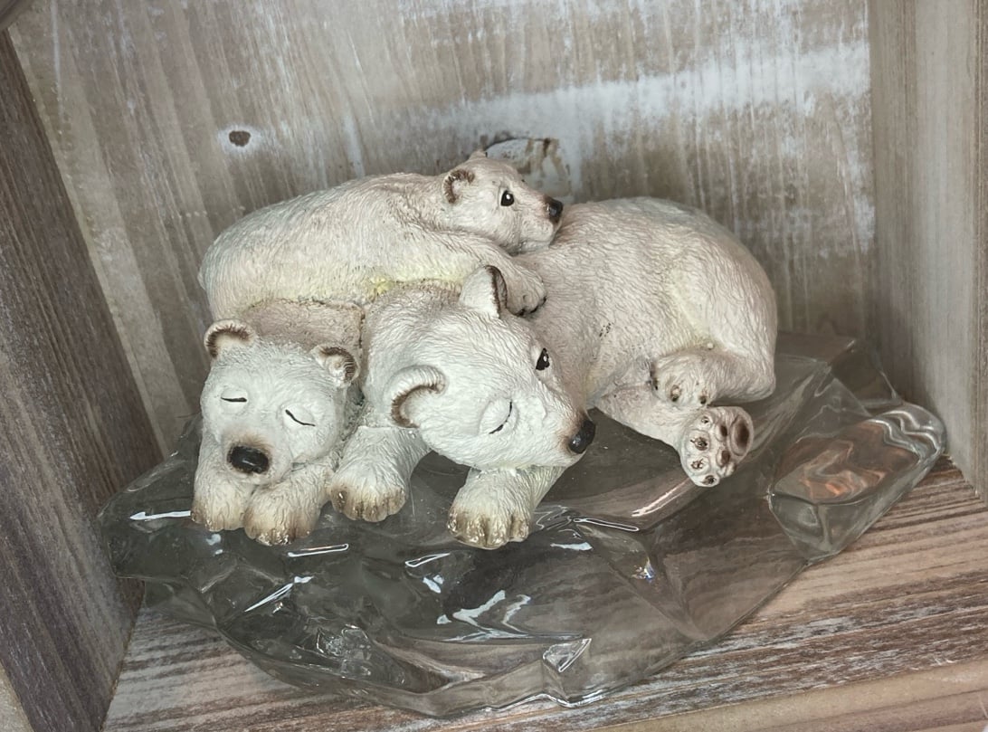 House of Loyd Family Of Polar Bears On Glass Ice Base 1995 Vintage 4βT 7βW