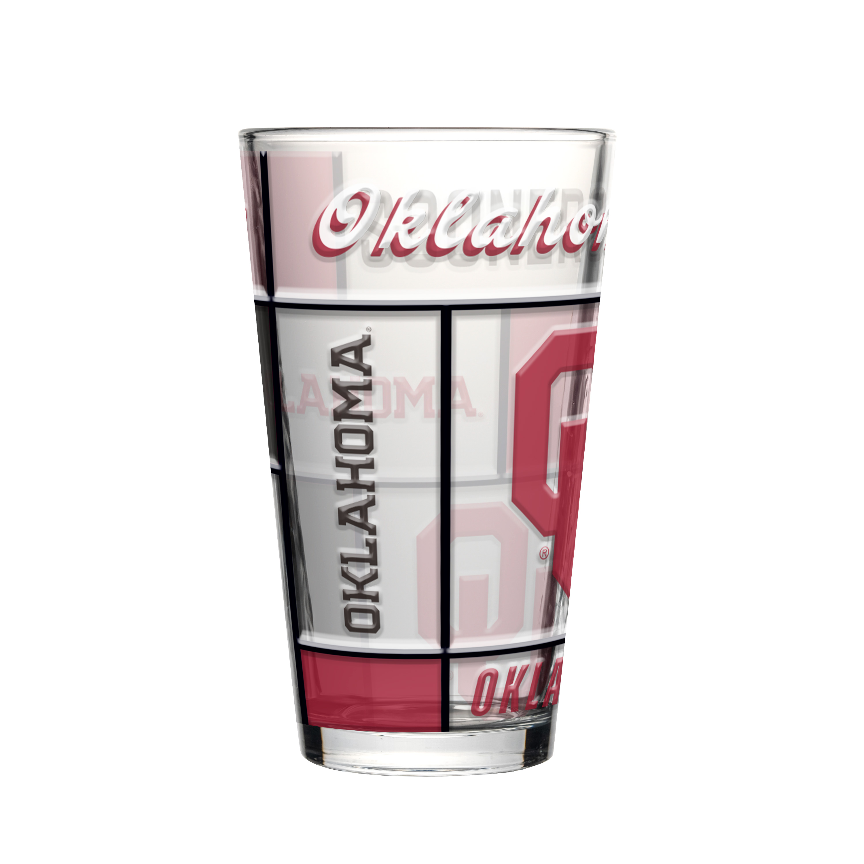 Oklahoma Sooners Boxed Quilted Stained Pint Glass 16oz