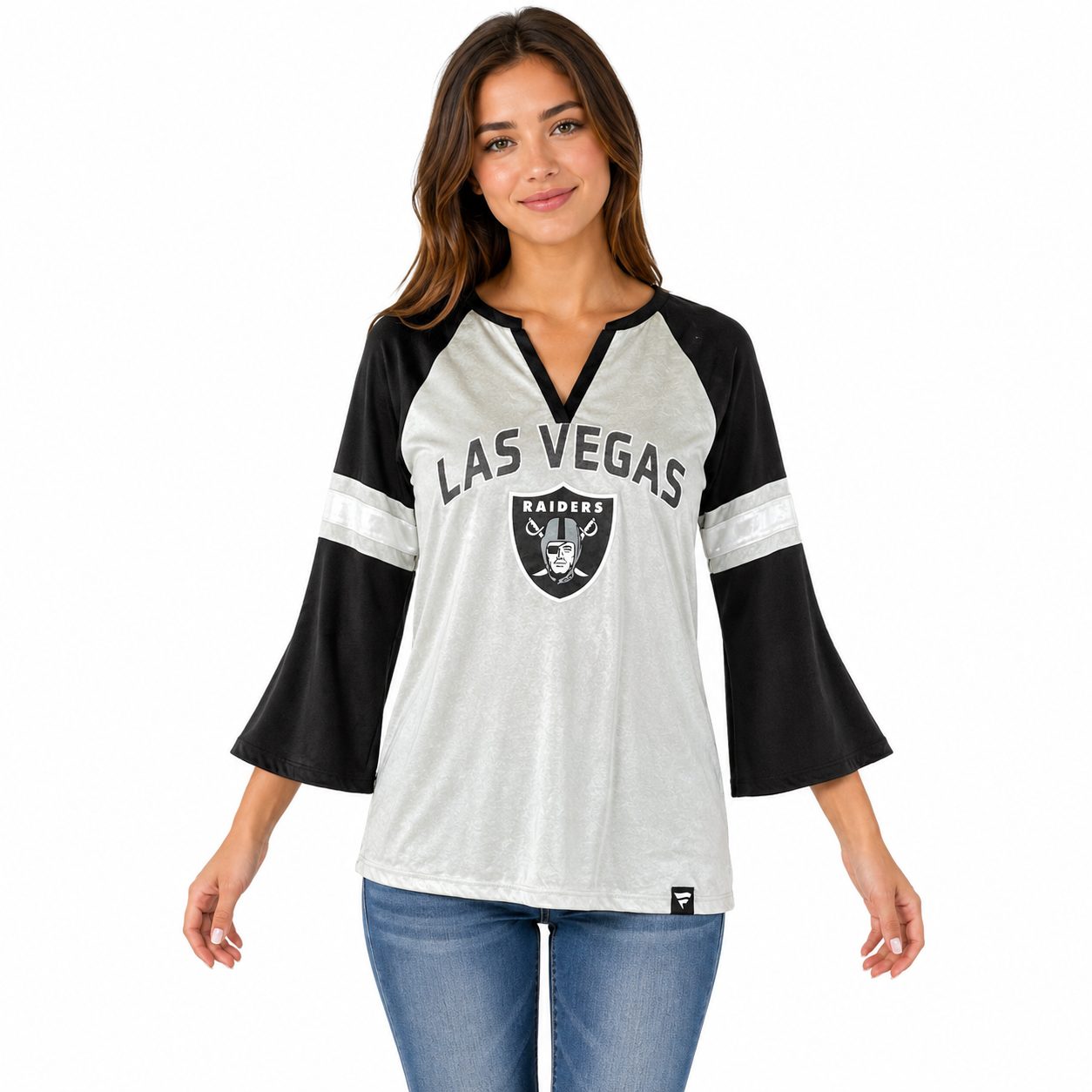 Las Vegas Raiders Grey/Black Ladies Long Sleeve Shirt