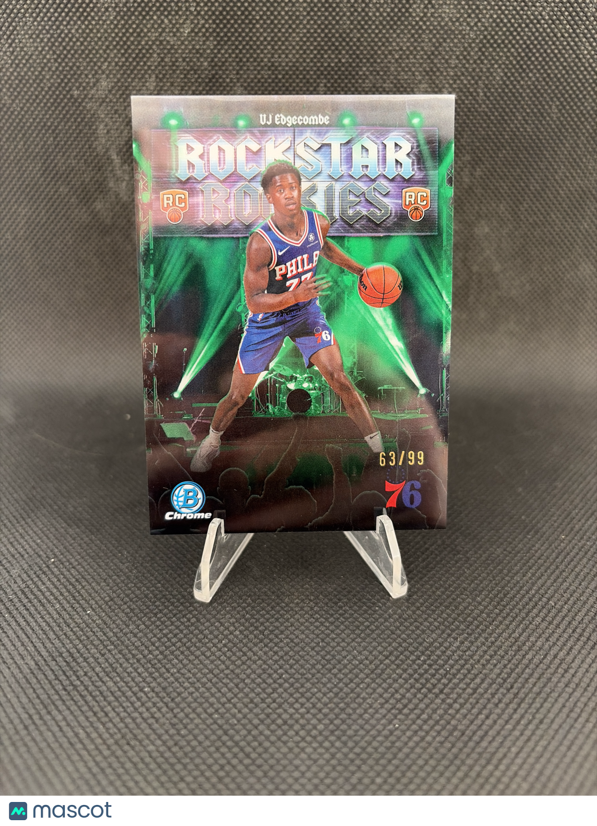 2025 Bowman Chrome Rockstar Rookies VJ Edgecombe Green /99 RC #RR-3