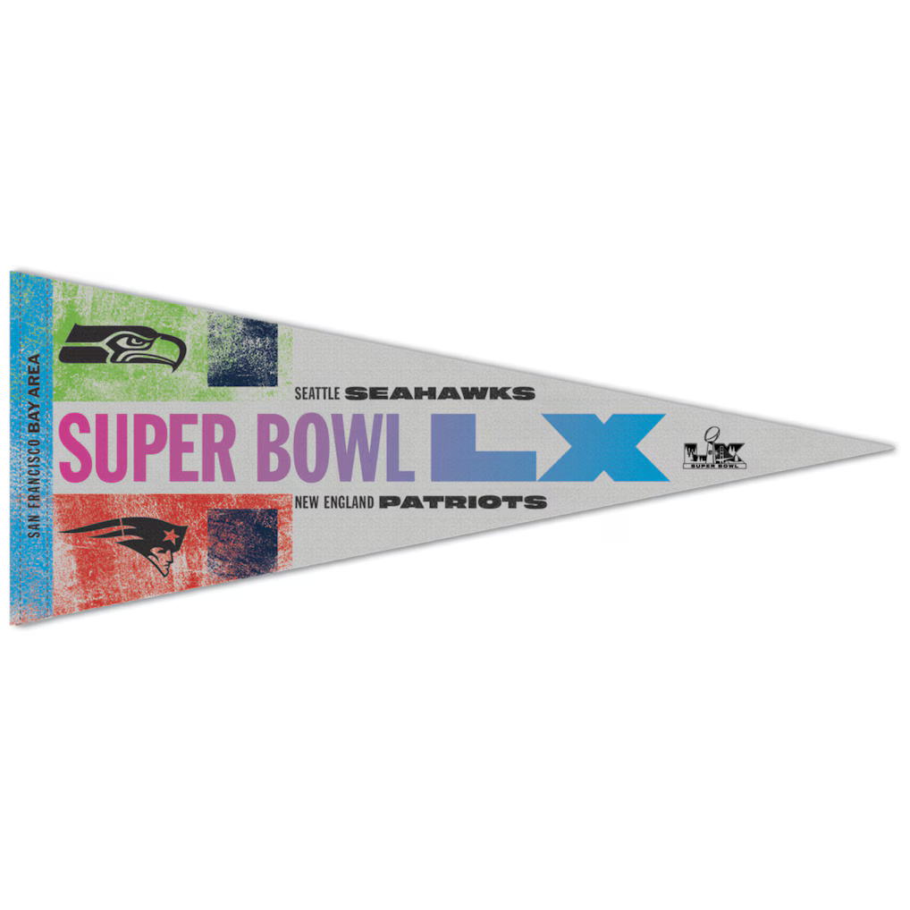 Seattle Seahawks Vs New England Patriots Super Bowl LX Premium Dueling Pennant 12x30"