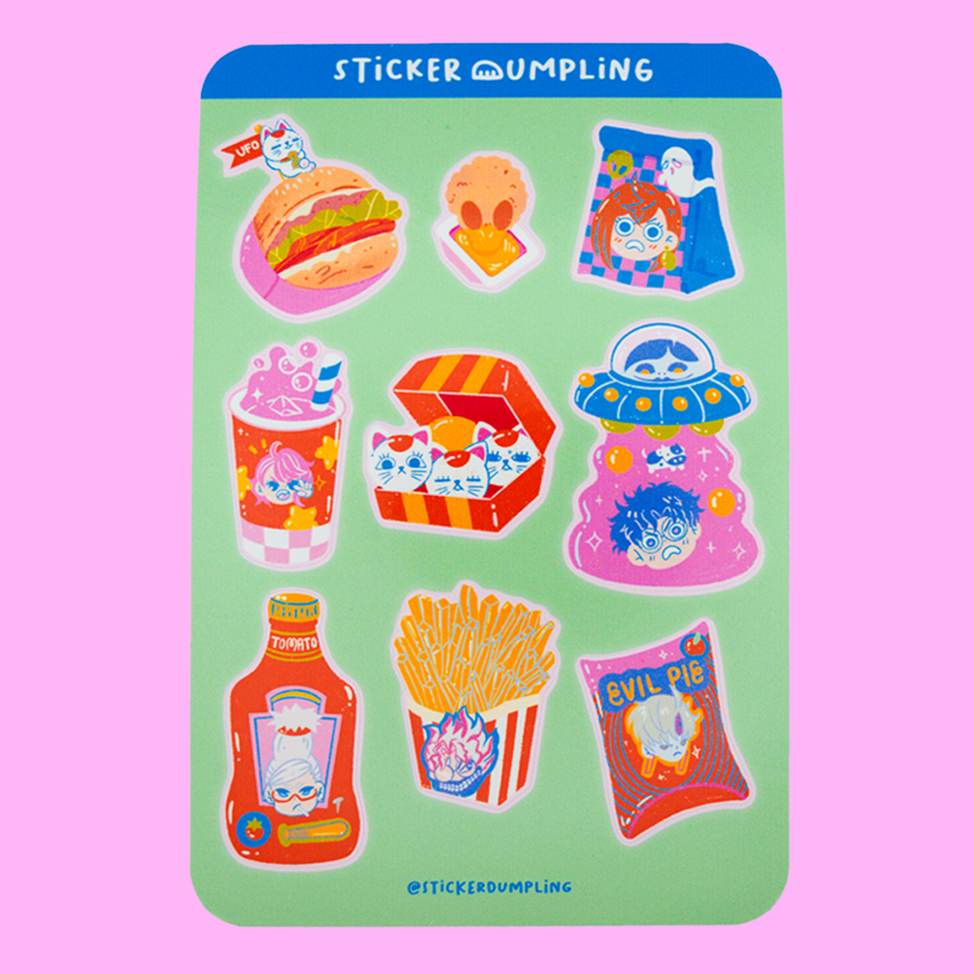 Dan Da Dan Space Food Sticker Sheet