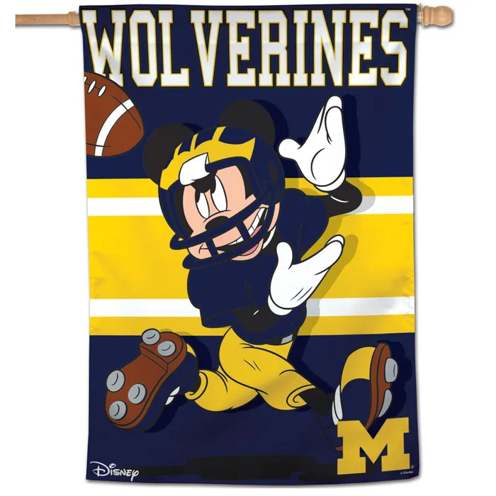 Michigan Wolverines Disney Theme Vertical House Flag 28x40"