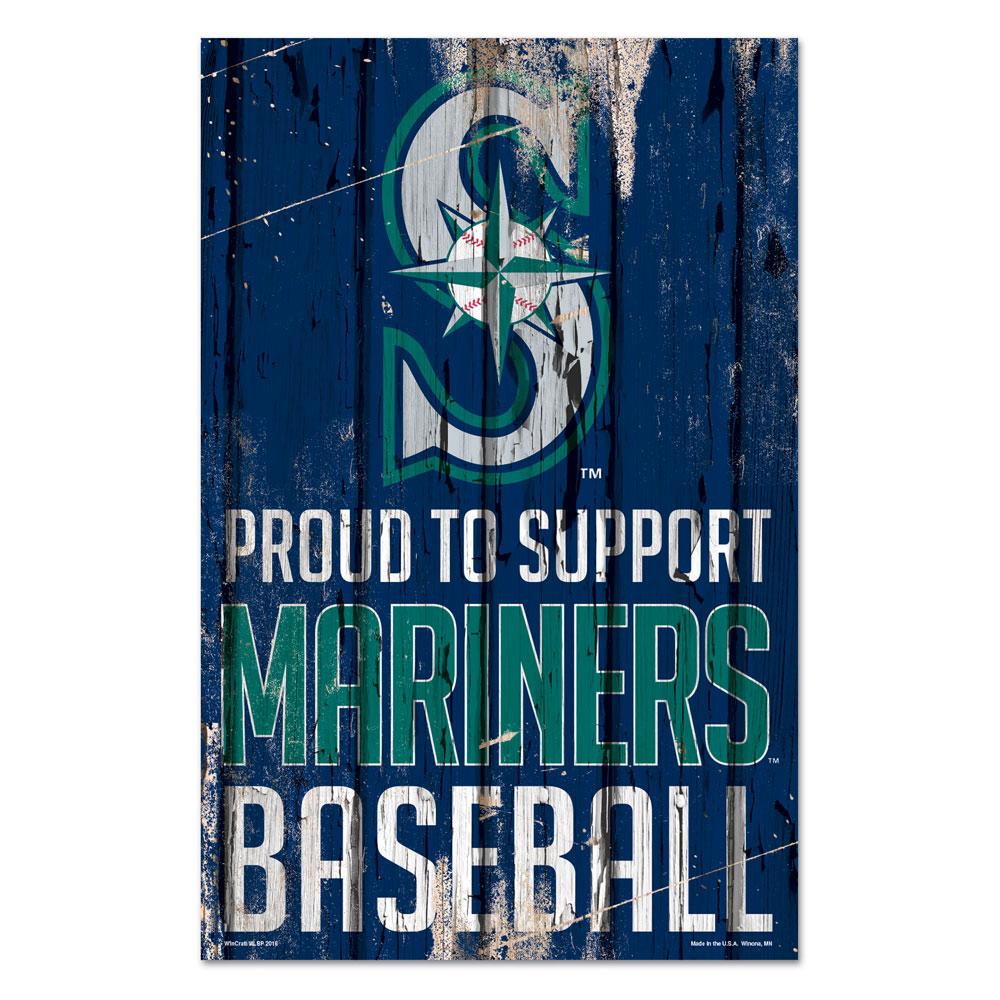 Seattle Mariners Proud to Support Wooden Sign 11x17"