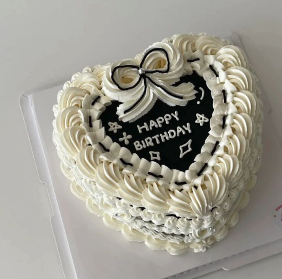 Monochrome Bow Heart Cake — HoneyMe Bakery, Bellevue