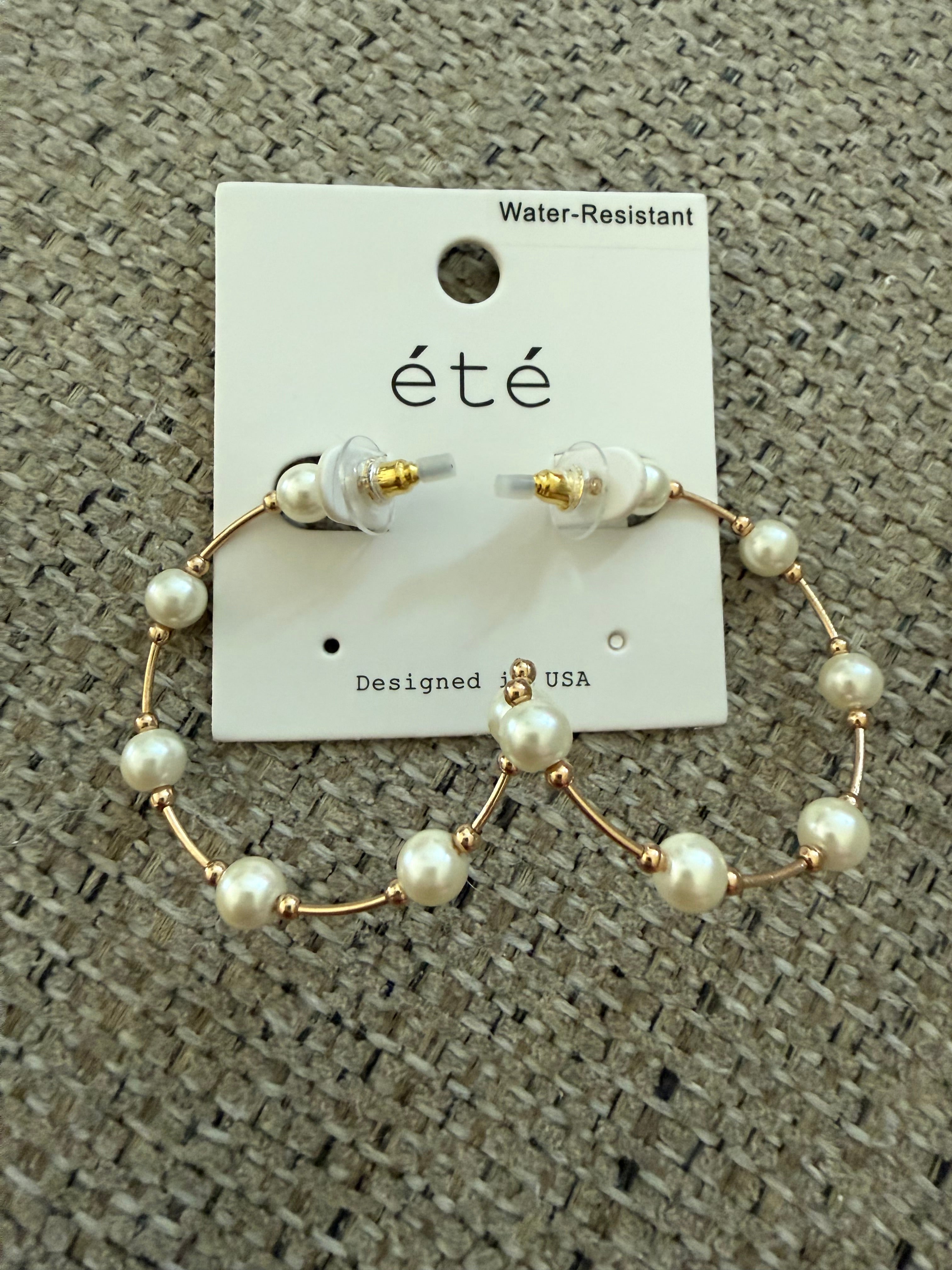 Gold & Pearl Water Resistant Earrings