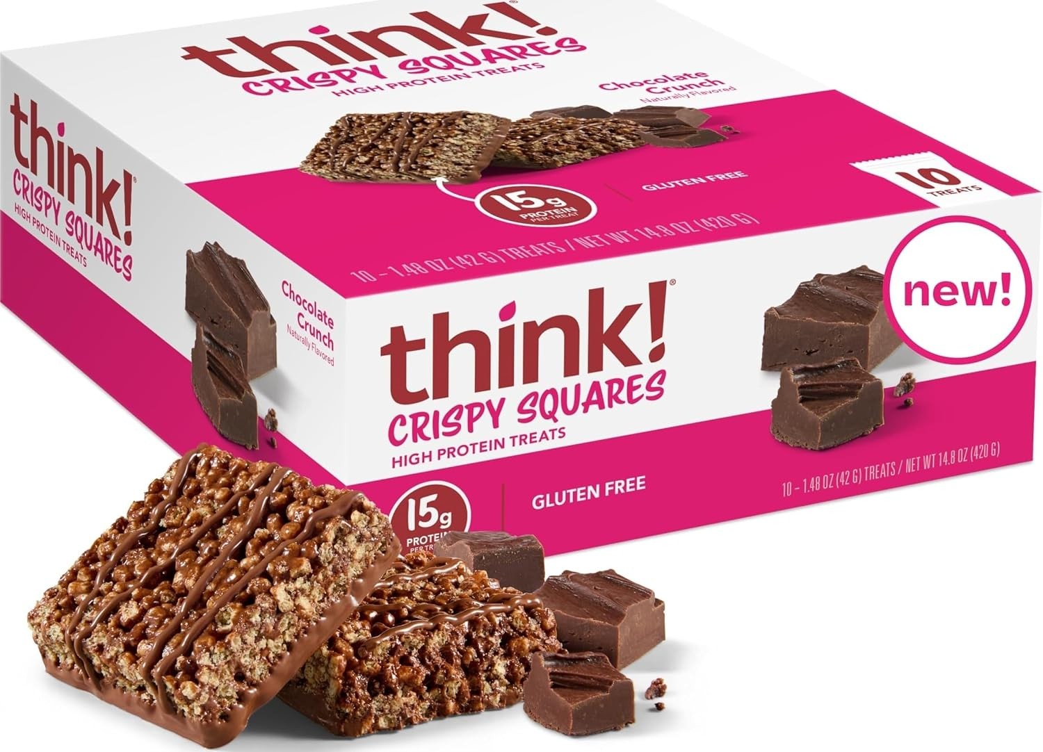 Think Protein Crispy Squares Chocolate Crunch Treat 1.48oz 10ct