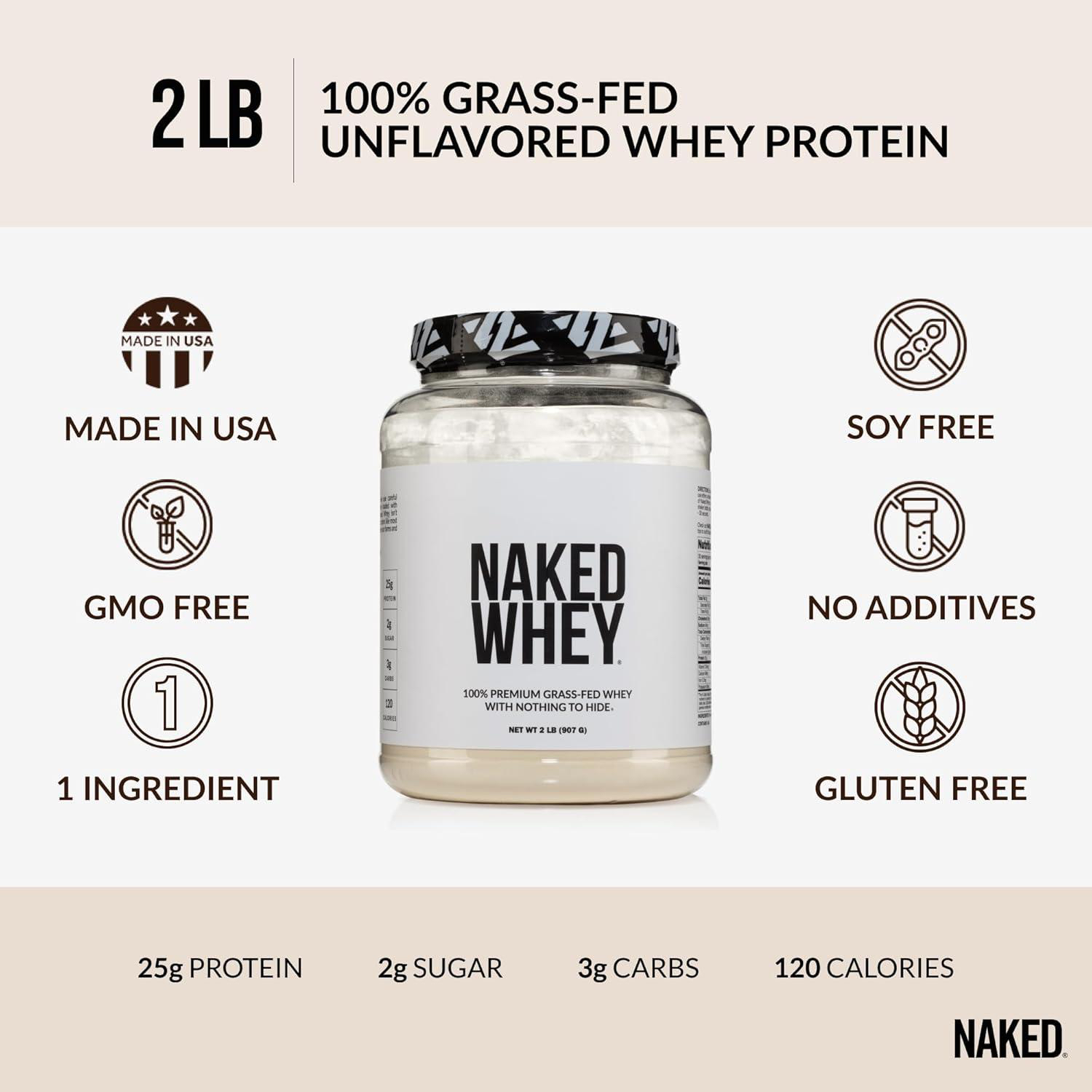 Naked Whey 2lb 100% Grass Fed Whey Protein Powder