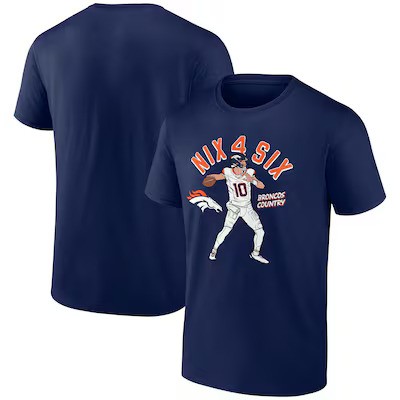 Denver Broncos Navy Bo Nix for Six Shirt