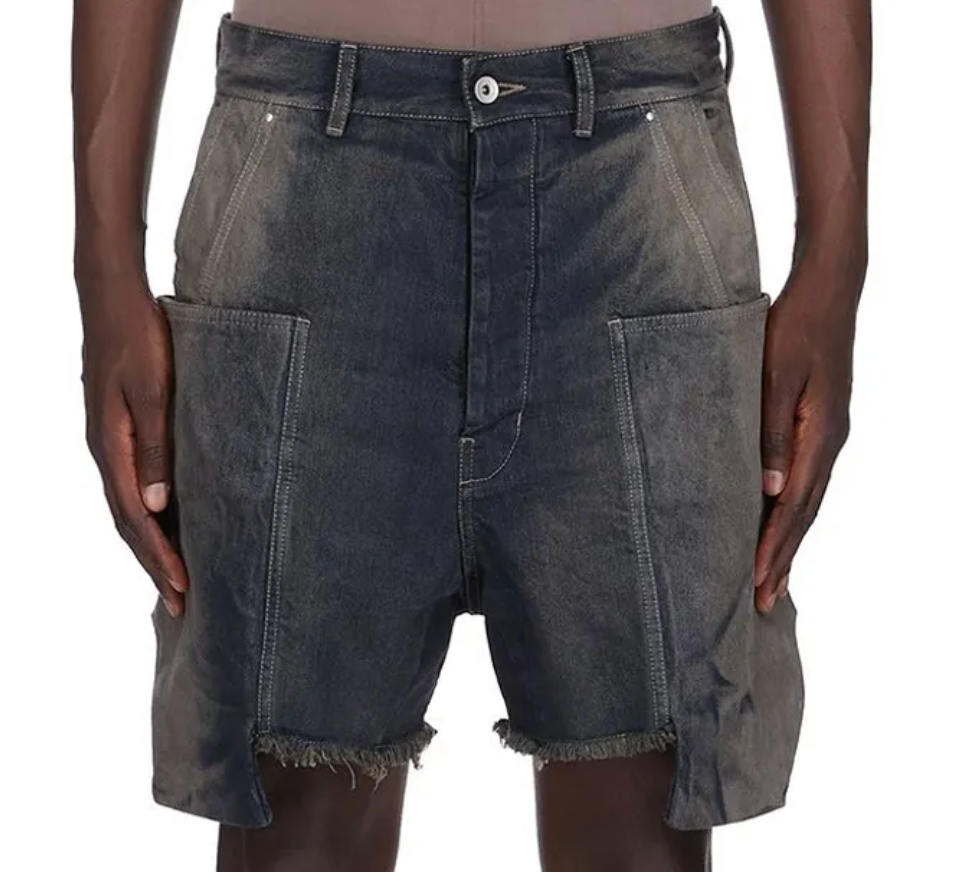 Rick Owens STEFAN CARGO SHORTS IN 14OZ DARKDUST DEGRADE SLUB DENIM 32, size 32, new condition — photo 3 of 3