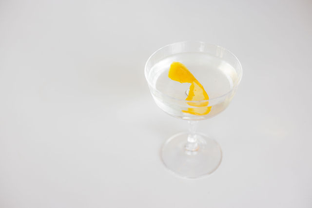 Amelia's Martini — roxx vodka, prairie organic gin, lillet blanc, orange twist