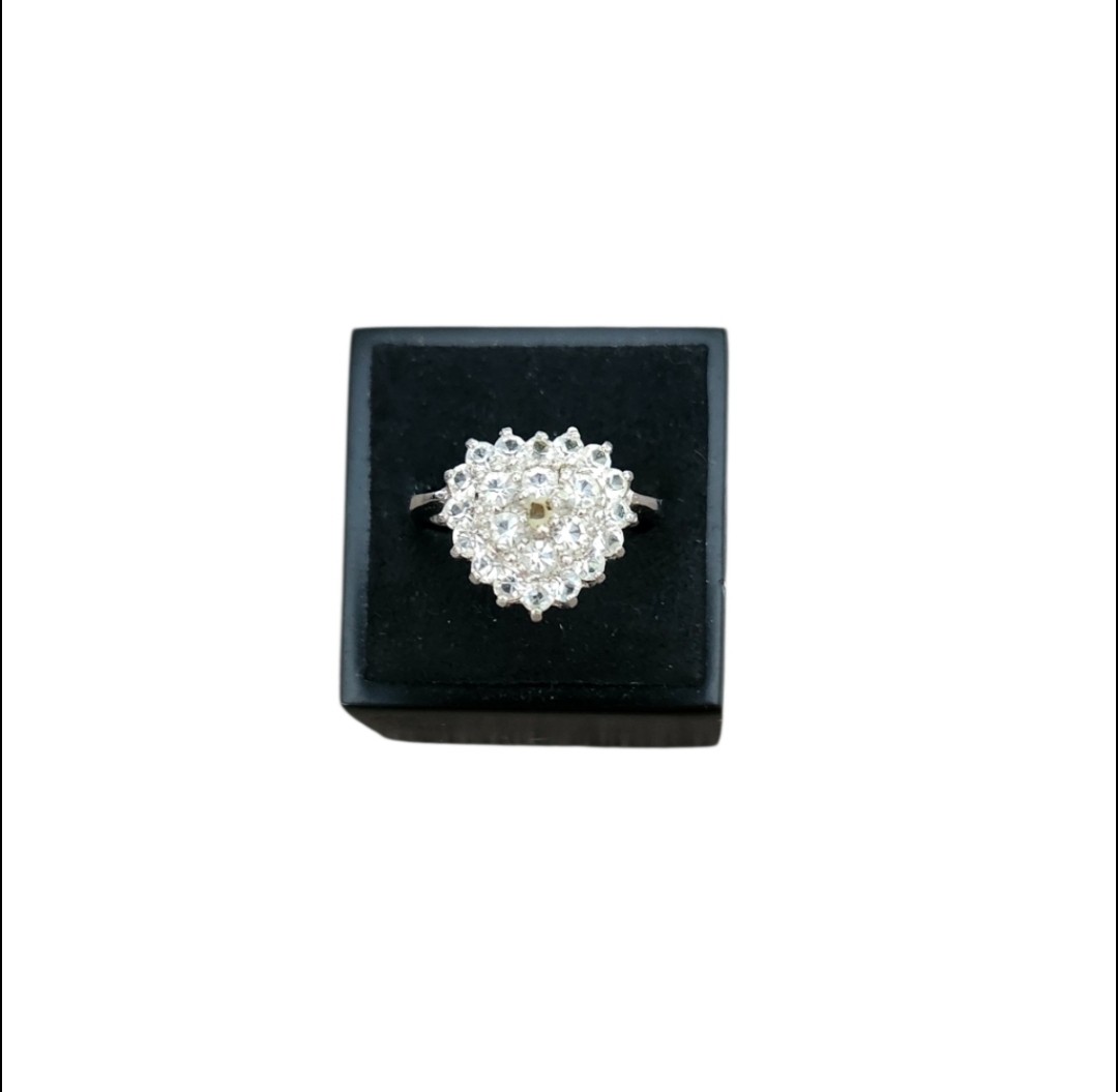 Size 8 925 Sterling Silver Cubic Zirconia Cluster Ring